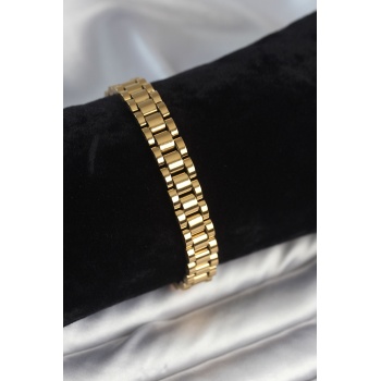 316L Çelik Gold Renk 9 mm Kalınlık Erkek Bileklik - TJ-EB3770