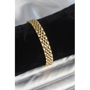 316L Çelik 9 mm Kalınlıkta Gold Renkli Erkek Bileklik - TJ-EB3773