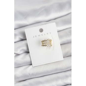 Gold Renk Zirkon Taşlı Pirinç Kıkırdak Earcuff Küpe - TJ-BKP11617