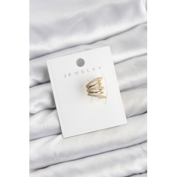Gold Renk Pirinç Zirkon Taşlı Kıkırdak Earcuff Küpe - TJ-BKP11619