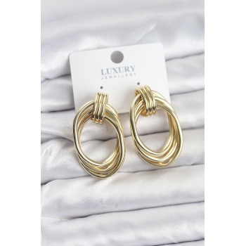 Pirinç Gold Renk Damla Model Vintage Kadın Küpe - TJ-BKP11628