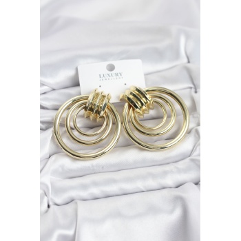 Pirinç Gold Renk Halka Model Vintage Kadın Küpe - TJ-BKP11629