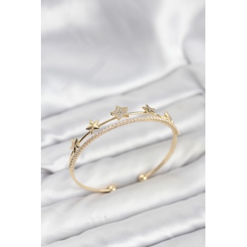 Yıldız Model Gold Renk Pirinç Kadın Bileklik - TJ-BB8247
