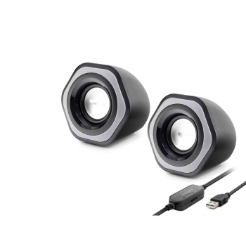 Bilgisayar Hoparlörü 1+1 Usb + 3.5 Mm + Ses Kontrol Siyah SPA2209
