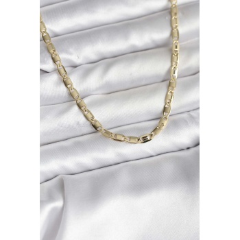 14K Gold Renk Kaplama Plaka Ezme Model Zincirli CM Kadın Kolye - TJ-BKO10743