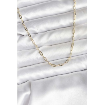 14K Gold Renk Kaplama Ataç Zincir Model CM Kadın Kolye - TJ-BKO10744