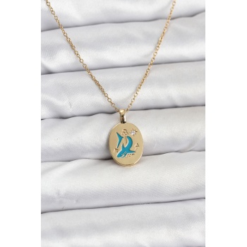 316L Çelik Zincir Gold Renk Shark Figür Kadın Kolye - TJ-BKO10753