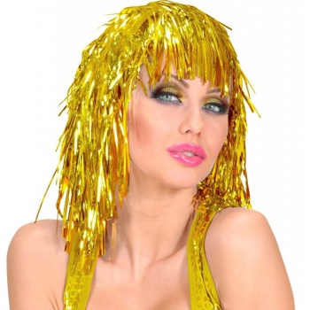 Altın Sarısı Işıltılı Metalize Parti Peruğu