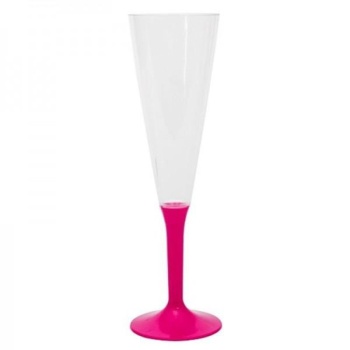 Kristal Yıkanabilir Mika Plastik Şampanya Kadehi Pembe Renk 10 Adet