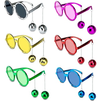 Sallanan Disko Top Küpeli Gözlük Retro Hawaii 5 Renk 6 Adet