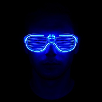 Mavi Led Işıklı Parti Gözlüğü - Neon Glow Gözlük 3 Modlu