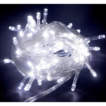 10 M 100 Led Boncuk Lamba Beyaz Işık Şeffaf Kablo MZ-18-11