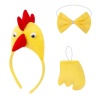Horoz – Tavuk Kostüm Aksesuar Seti - Taç Papyon Kuyruk