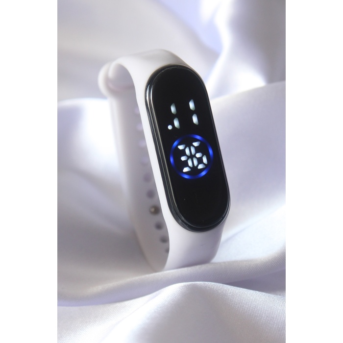 Beyaz Renk Silikon Kordonlu Dijital Dokunmatik Saat - TJ-BS3451