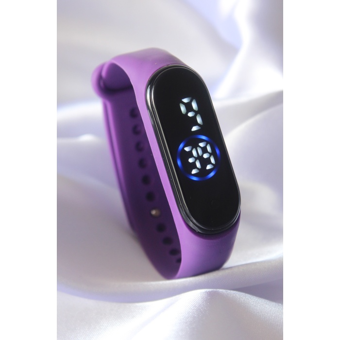 Mor Renk Silikon Dijital Dokunmatik Led Saat - TJ-BS3453