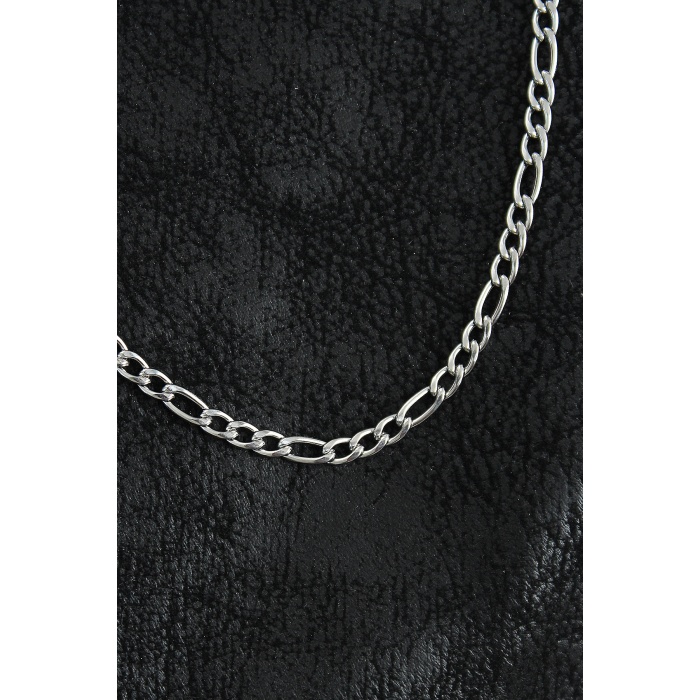 316L Çelik Klasik Figaro Zincir Model Gümüş Renk Erkek Kolye - TJ-ERK1393