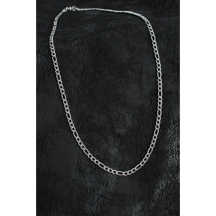 316L Çelik Klasik Figaro Zincir Model Gümüş Renk Erkek Kolye - TJ-ERK1393