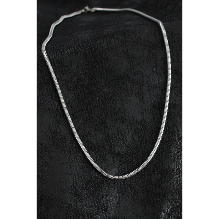 316L Çelik Oval İtalyan Zincir Model Gümüş Renk Erkek Kolye - TJ-ERK1396