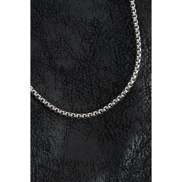 316L Çelik Örme Zincir Model Gümüş Renk Erkek Kolye - TJ-ERK1399