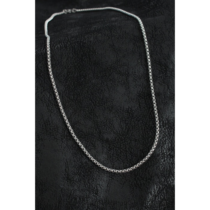 316L Çelik Örme Zincir Model Gümüş Renk Erkek Kolye - TJ-ERK1399