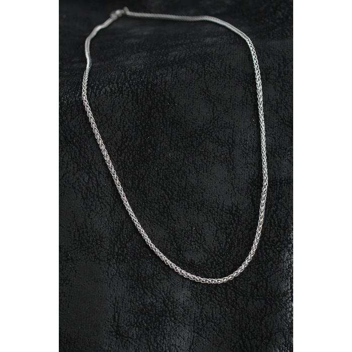 316L Çelik Örgü Zincir Model Gümüş Renk Erkek Kolye - TJ-ERK1402