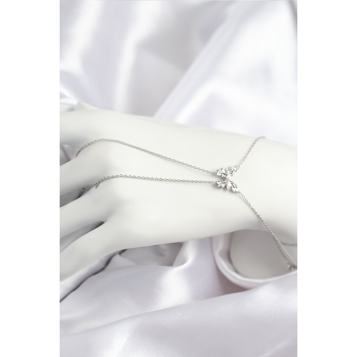 Pirinç Zirkon Taşlı Kelebek Model Gümüş Renk Şahmeran - TJ-SN716