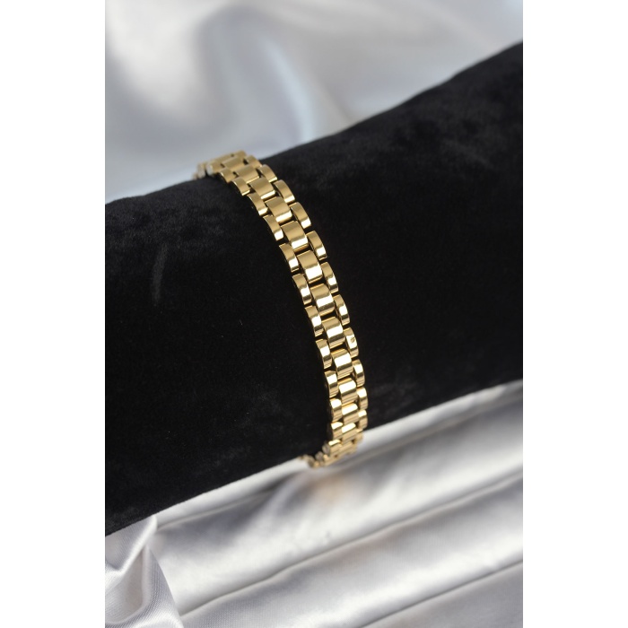 316L Çelik Gold Renk 7 mm Kalınlık Erkek Bileklik - TJ-EB3763