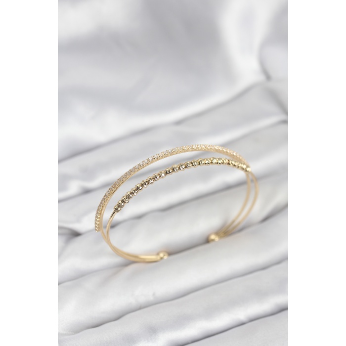 Dorika Model Pirinç Gold Renk Kadın Bileklik - TJ-BB8249
