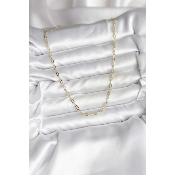 14K Gold Renk Kaplama Ataç Zincir Model CM Kadın Kolye - TJ-BKO10744