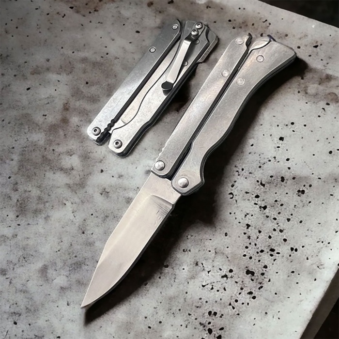 Katlanan Kelebek Çakı Metalik 15 Cm