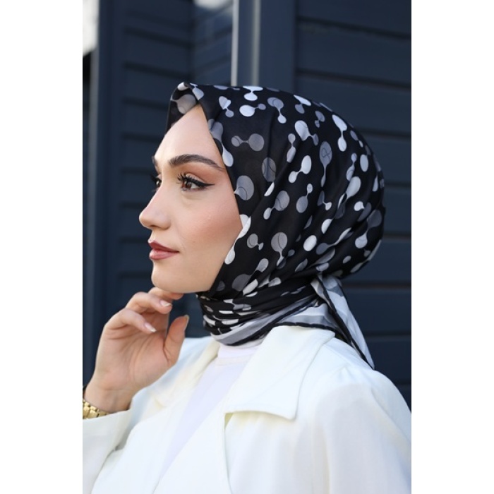 Siyah Beyaz Soft Eşarp
