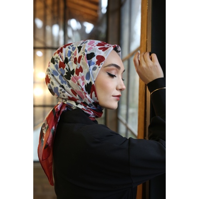 Boya Çiçek Desen Fresh Pamuk Eşarp