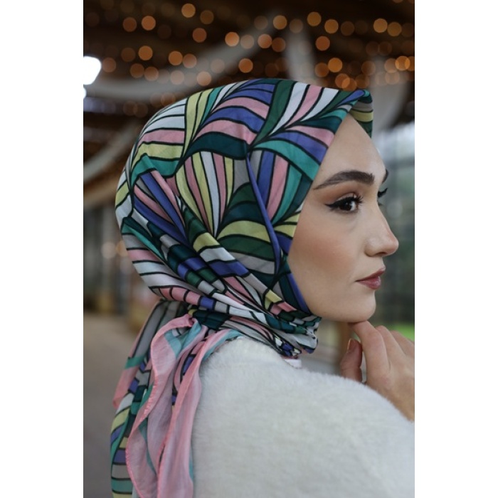 Gökkuşağı Desen Fresh Pamuk Eşarp