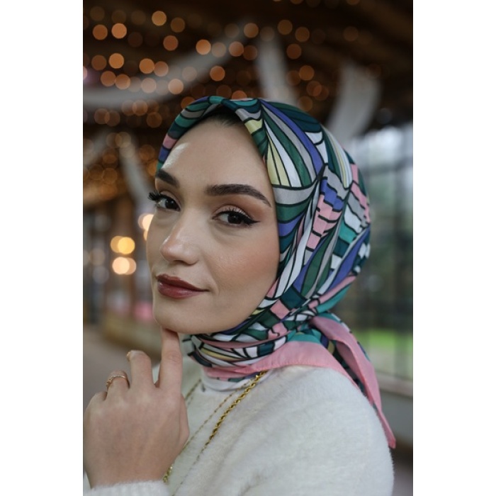 Gökkuşağı Desen Fresh Pamuk Eşarp