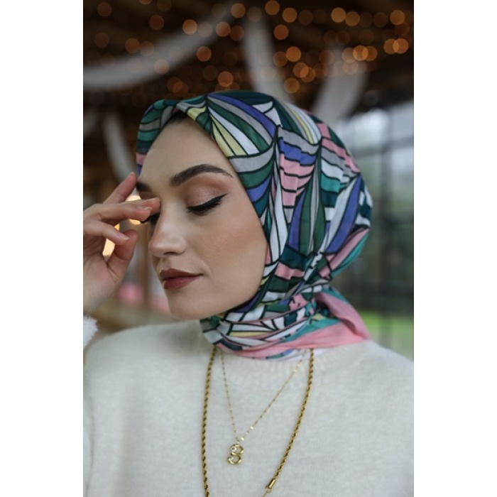 Gökkuşağı Desen Fresh Pamuk Eşarp