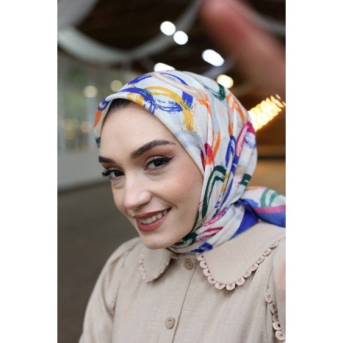 Boya Halkası Desen Fresh Pamuk Eşarp