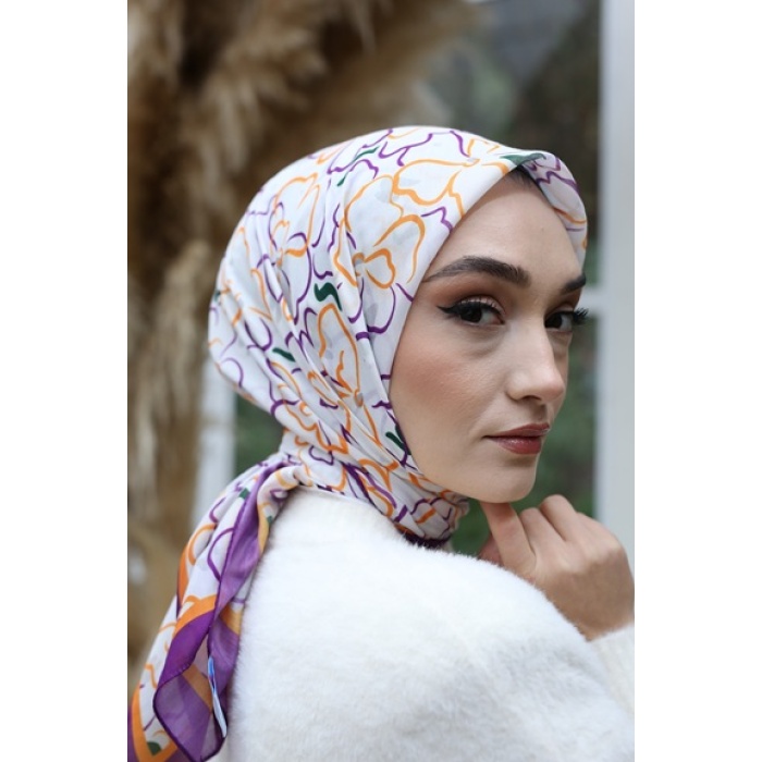 Yonca Çizgi Desen Fresh Pamuk Eşarp