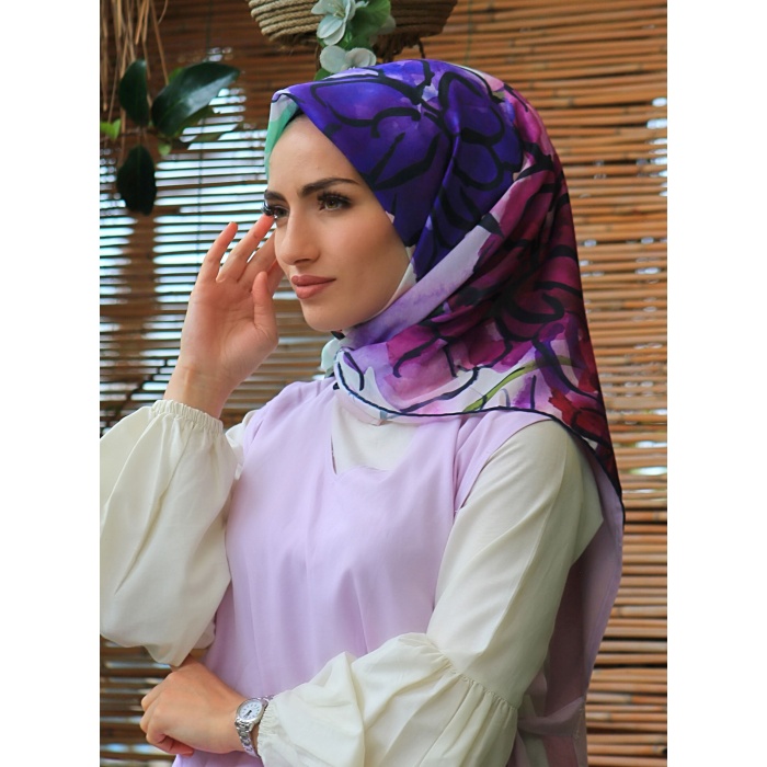 Çiçek Fırçası Desen Soft Eşarp