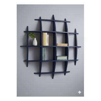 Dekoratif Izgara Duvar Rafı 4x4 Göz – Kavisli Tasarım (Renk Seçenekli)