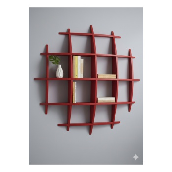 Dekoratif Izgara Duvar Rafı 4x4 Göz – Kavisli Tasarım (Renk Seçenekli)