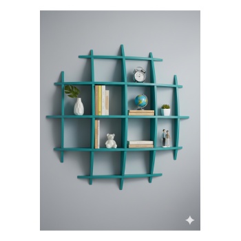 Dekoratif Izgara Duvar Rafı 4x4 Göz – Kavisli Tasarım (Renk Seçenekli)