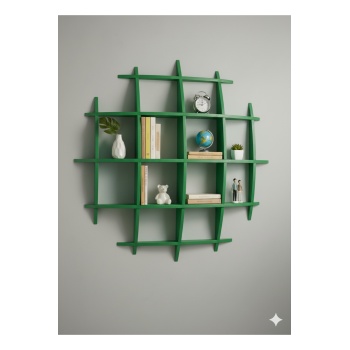 Dekoratif Izgara Duvar Rafı 4x4 Göz – Kavisli Tasarım (Renk Seçenekli)