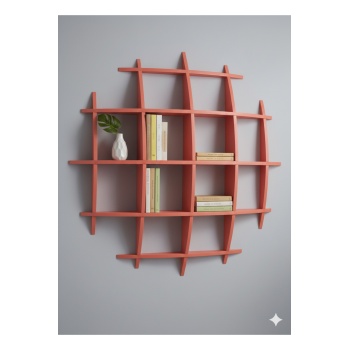 Dekoratif Izgara Duvar Rafı 4x4 Göz – Kavisli Tasarım (Renk Seçenekli)