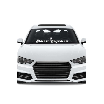 Taçlı Isme Özel Ön Cam Yazı Yazdırma Oto Sticker 60*12 Cm