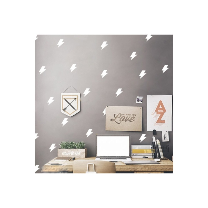 30 Adet Şimşek Şekli Bebek Ve Çocuk Odası Sticker, Dekoratif Duvar Sticker