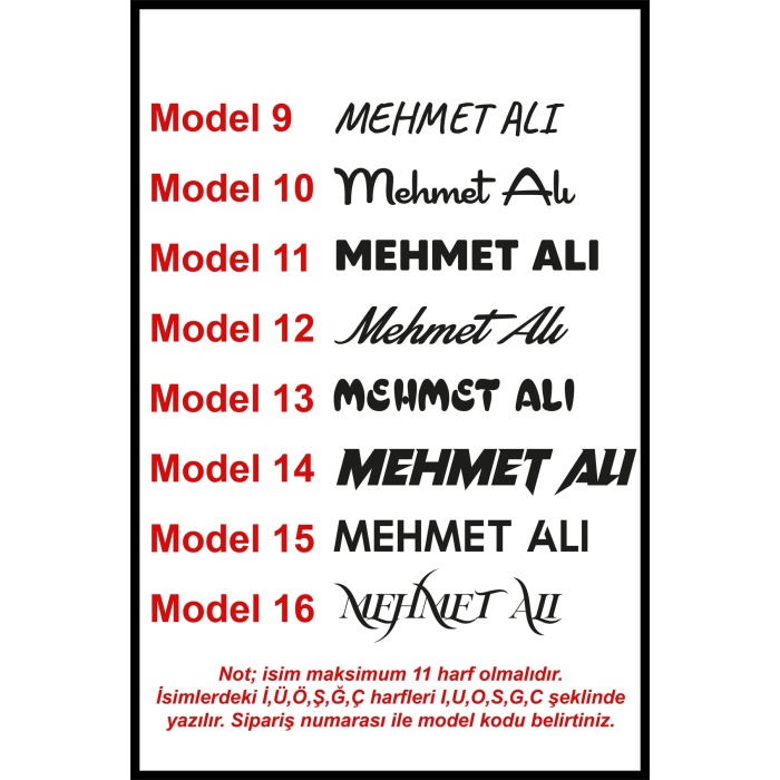 İsim Yazı Oto Sticker 20*4 Cm