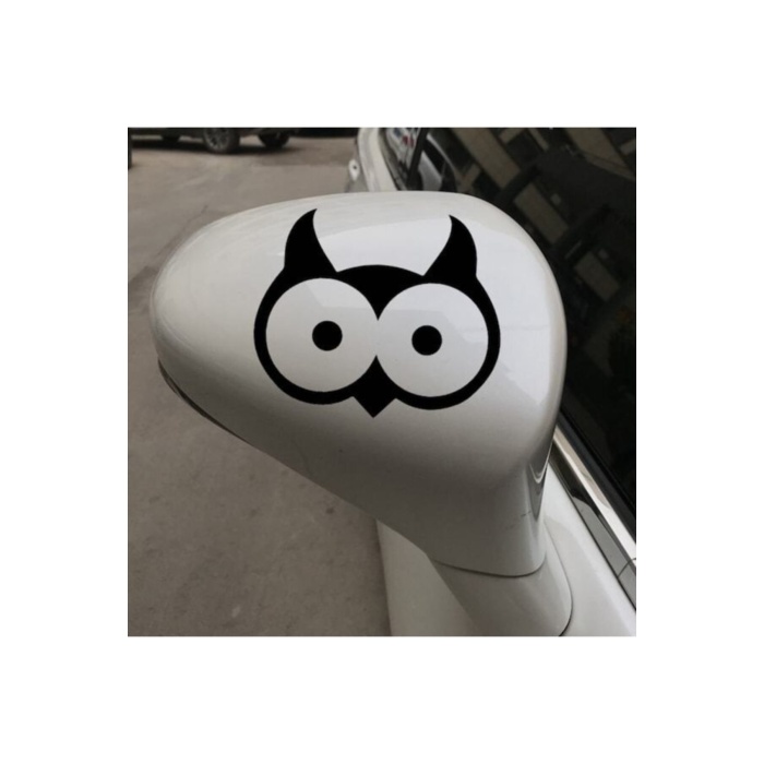 Karikatür Baykuş Kafası Oto Sticker Siyah 20*15 Cm