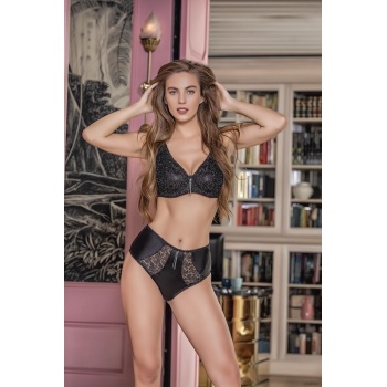 YÜKSEK BEL DANTEL DETAYLI SLİP KÜLOT SİYAH (MGP21531)