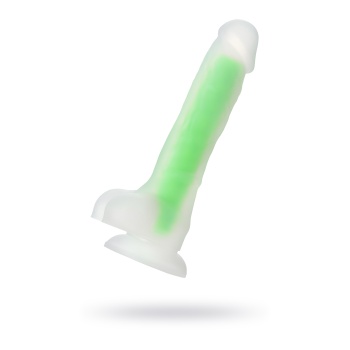 Beyond by Toyfa Dick Glow Gece Parlayan Dildo, Silikon, Şeffaf, 18 cm