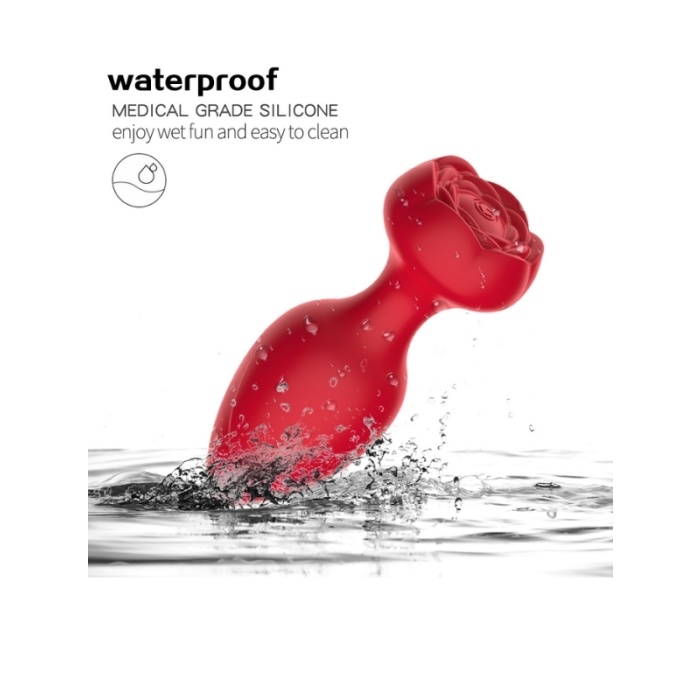 Censan Telefon Kontrollü Full Covered Rubber Rose Anal Plug – Siyah